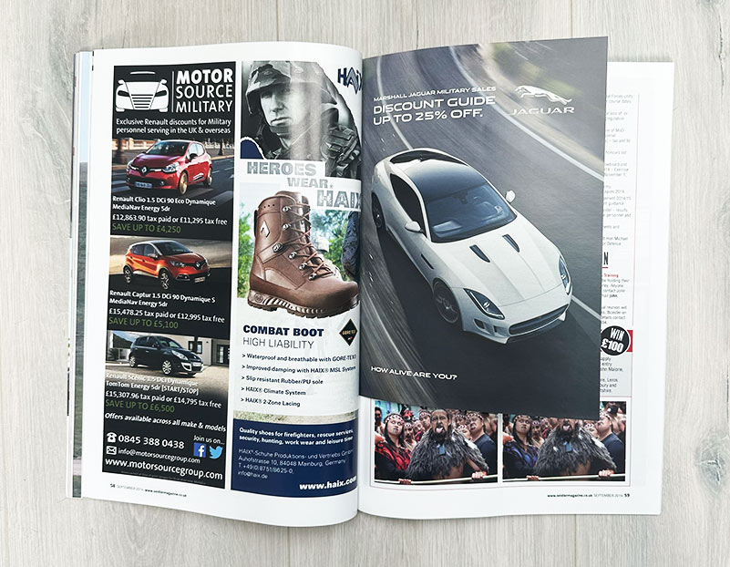 Advertising Campaign for Jaguar Land Rover Military Soldier Magazine Insert