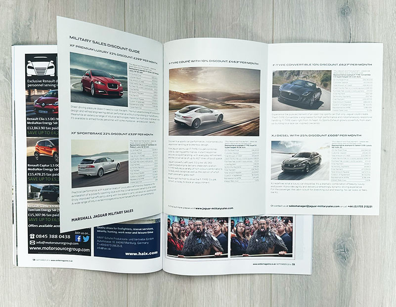 Advertising Campaign for Jaguar Land Rover Military Soldier Magazine Insert