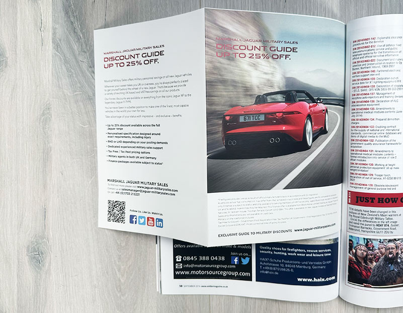 Advertising Campaign for Jaguar Land Rover Military Soldier Magazine Insert